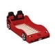 preview thumbnail 6 of 12, Fun Red Twin Size Platform Bed, Car Bed with LED Lights, Upholstered Headboard, and Automotive, for Kids' Bedroom