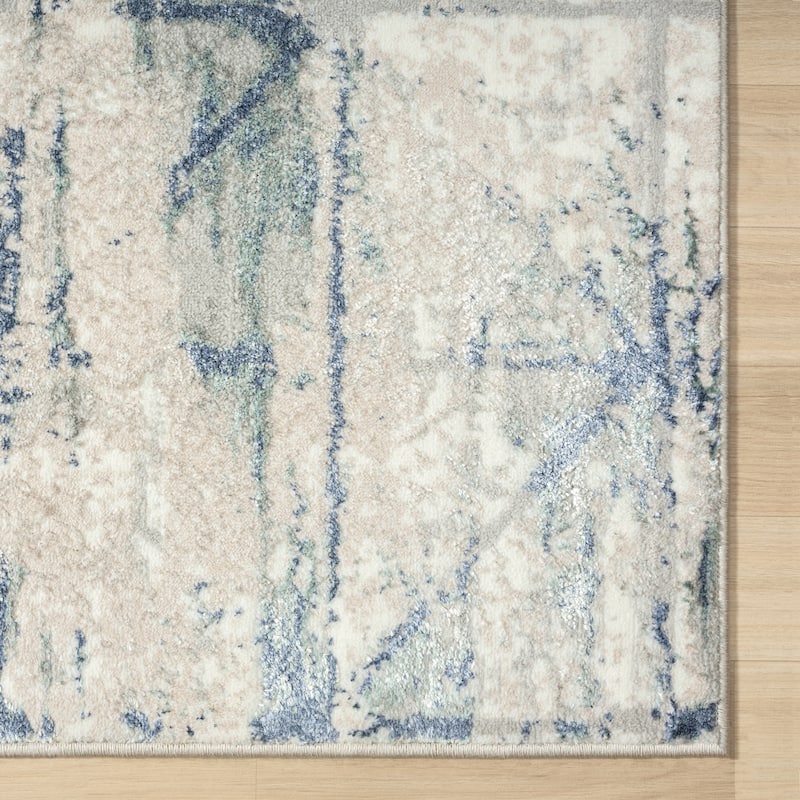 Sevita Geometric Blue/Grey Indoor Area Rug