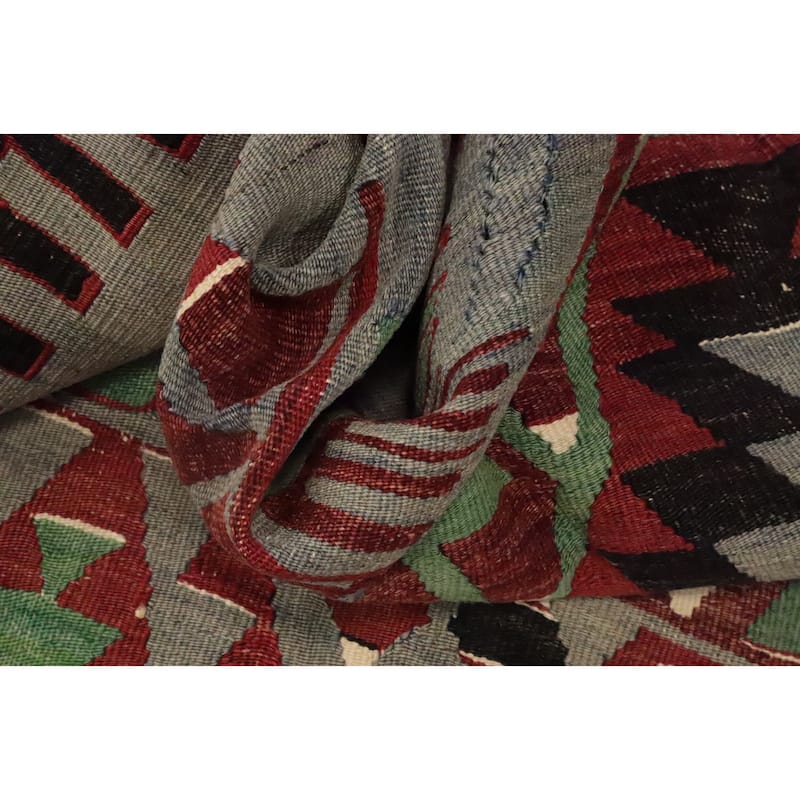 Hand Woven Oriental 100% Wool Carpet Southwestern Tribal Multi-Colored Kilim Area Rug - 9' 10'' X 5' 9''