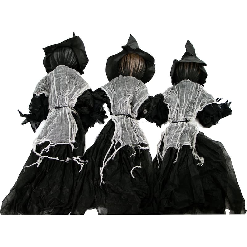 Haunted Hill Farm Lawn Decor Witches, Outdoor Halloween Decoration, Light-Up White, Hanging Option
