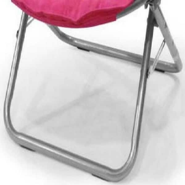 225 lbs Capacity Foldable Steel Frame Soft and Wide Seat Faux-Fur Saucer Folding Chair in Black