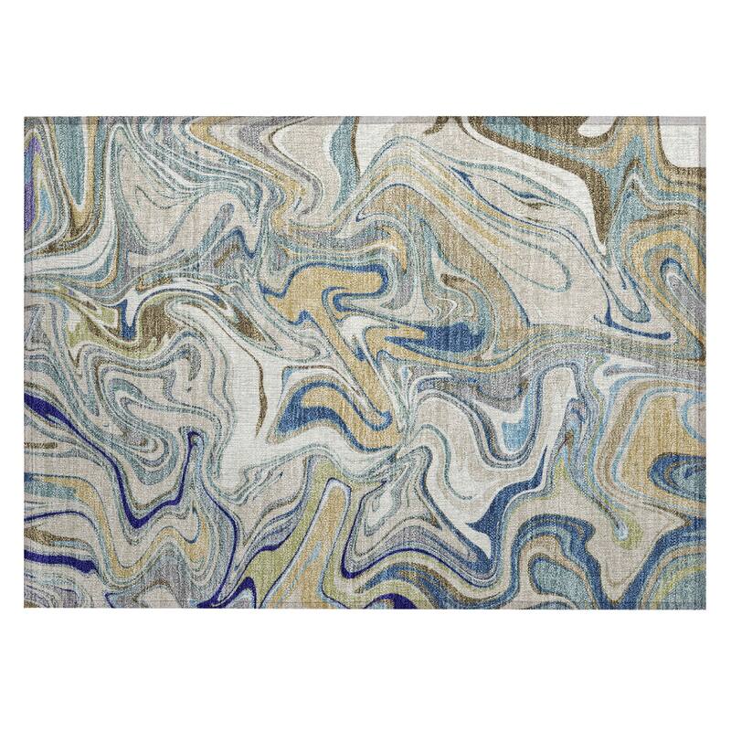 Machine Washable Indoor/ Outdoor Contemproary Fusion Chantille Rug