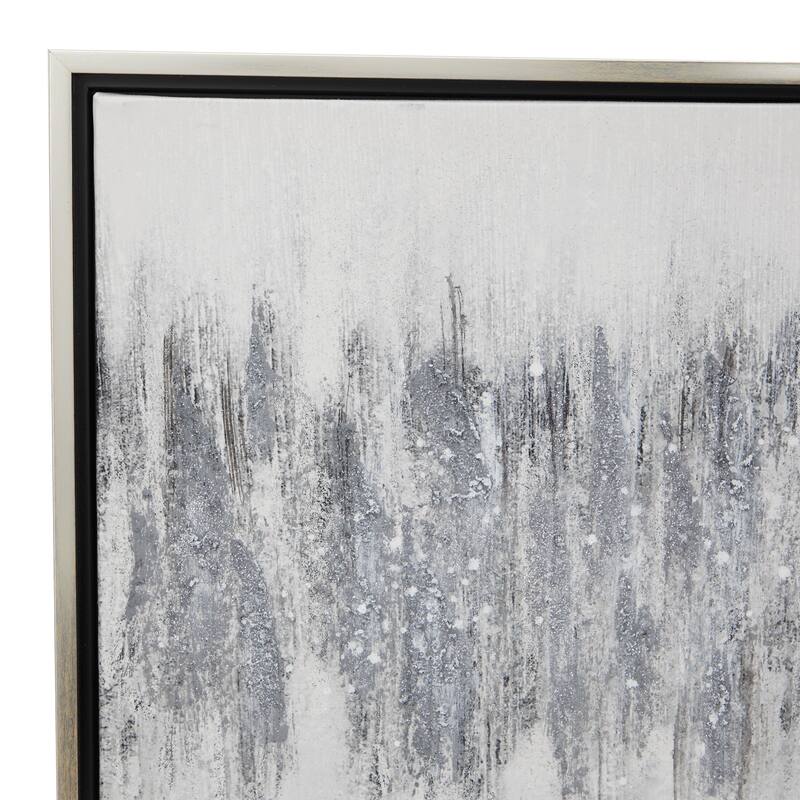 Canvas Abstract Framed Wall Art with Silver Frame - Gray - Roche River Decor
