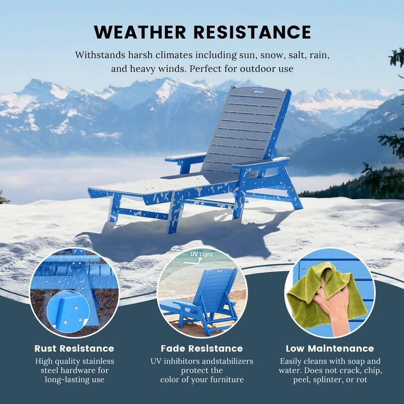 Laguna Hdpe All Weather Outdoor Patio Pool Reclining Chaise Lounge