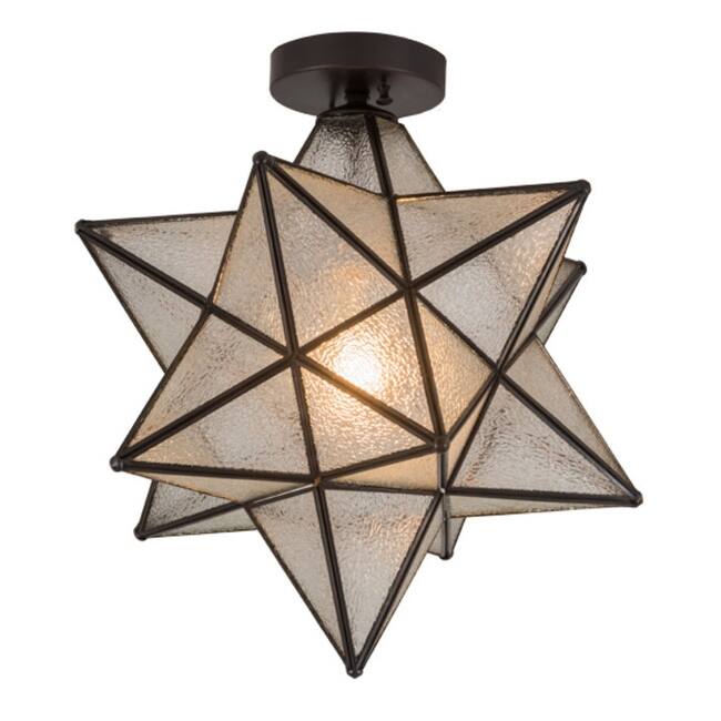 Meyda Tiffany 186688 Moravian Star 18" Wide Semi-Flush Ceiling Fixture - Craftsman Brown