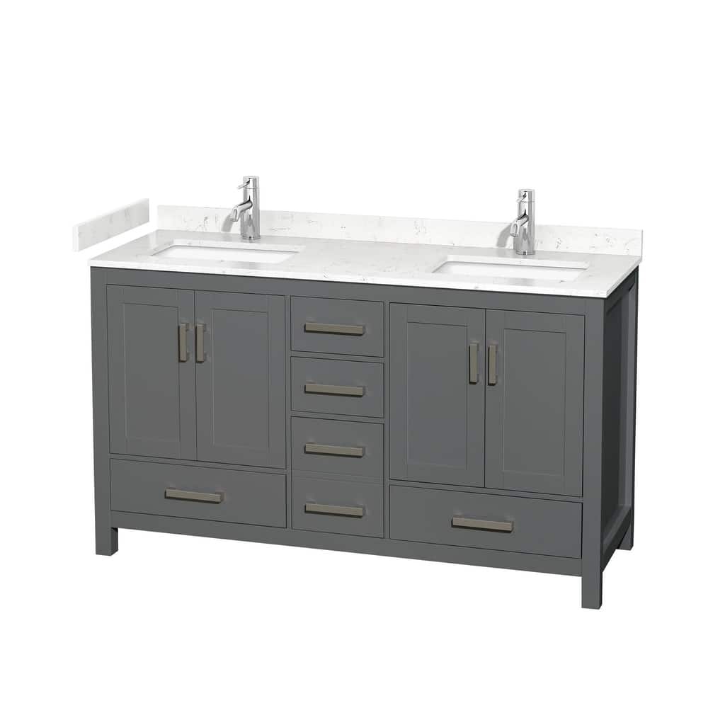 Wyndham Collection Sheffield 60" Double Bathroom Vanity, Carrara