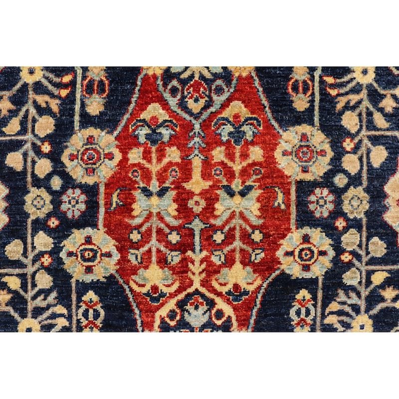 Southwestern Heriz Ziegler Finley Blue Tan Hand-Knotted Rug - 4'2'' x 6'1''
