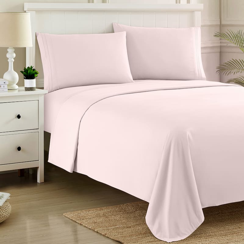 Sweet Home Collection Deep Pocket Soft Microfiber 4-Piece Solid Color Bed Sheet Set
