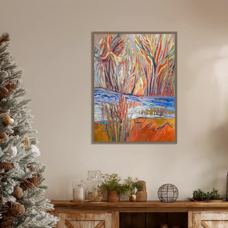 Cadmium Winter Solstice I by Dorothy Fagan (23 x 30 in.), Framed Canvas Wall Art Print - Sylvie Dark Gold