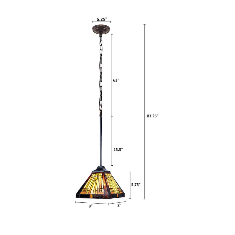 Tiffany-Style Mission Design 1-light Blackish Bronze Hanging Pendant
