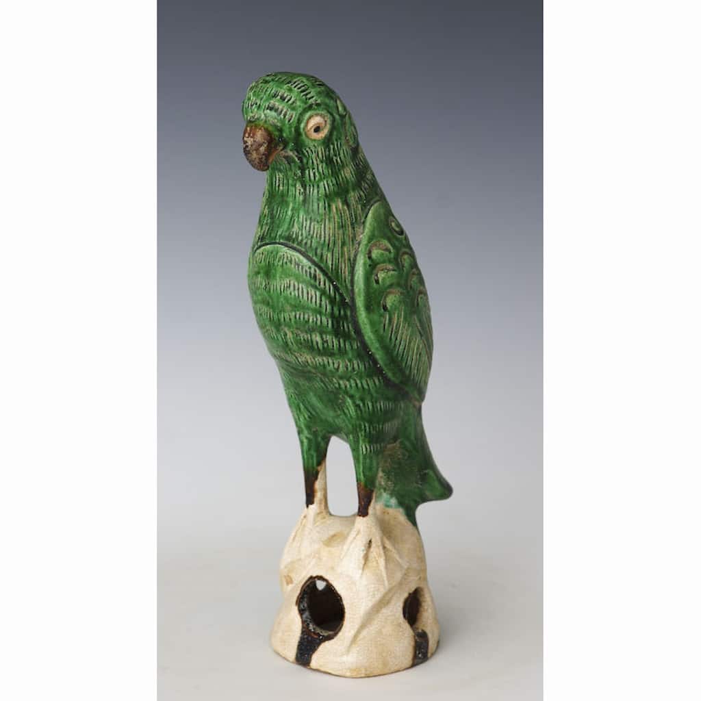 Artissance 12" H Green Terra Cotta Glazed Parrot - Large
