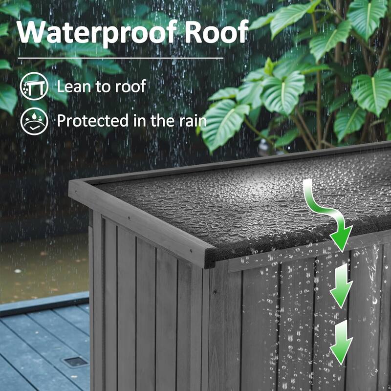 MCombo 63 inch Tall Outdoor Storage Tool Cabinet Shed with Lock for Yard (34.3" L x 18.3" W x 63" H), Wooden 0870