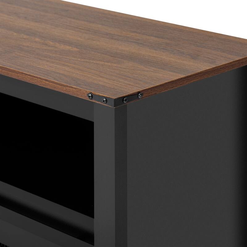 Shiny 59.3" Sideboard with Sliding Barn Door and Open Storage