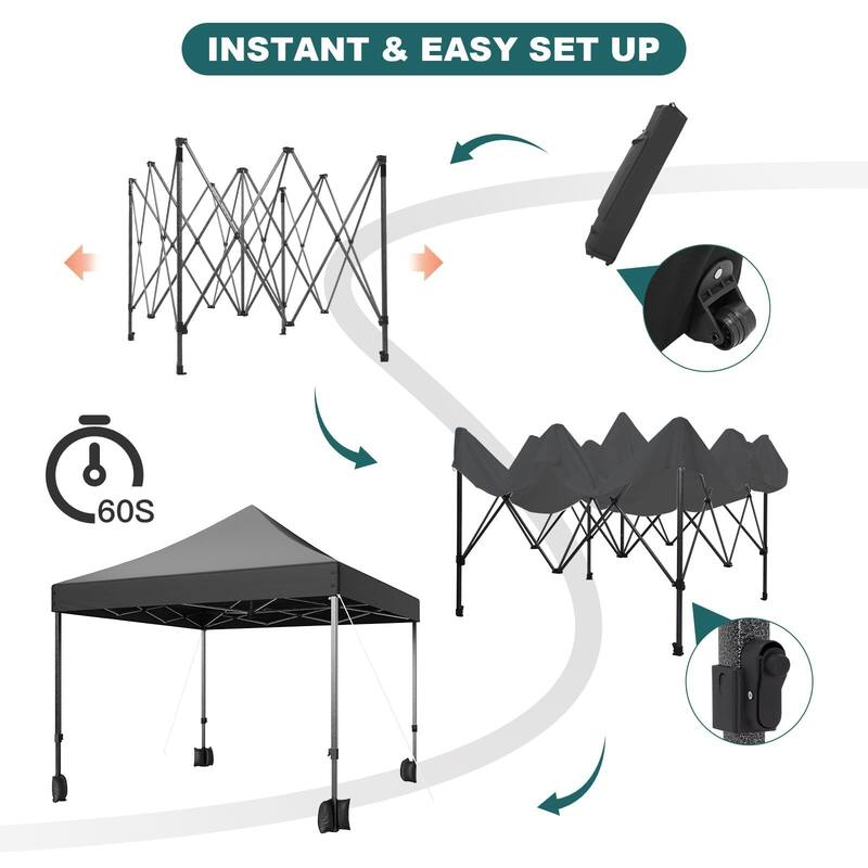 10x10 Ft Pop Up Canopy Tent, Portable Heavy Duty Commercial Canopy