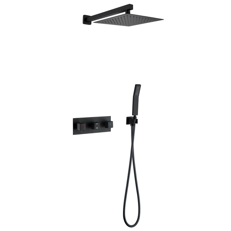 Matte Black two-function concealed shower system
