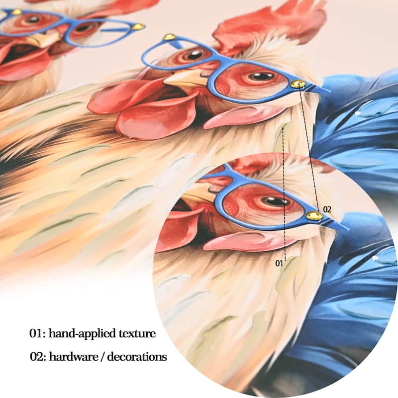 Farmhouse Rooster Wall Art, Rustic Chicken Pictures Wall Decor, Country Farm Coop Canvas Prints Painting, Framed Artwork