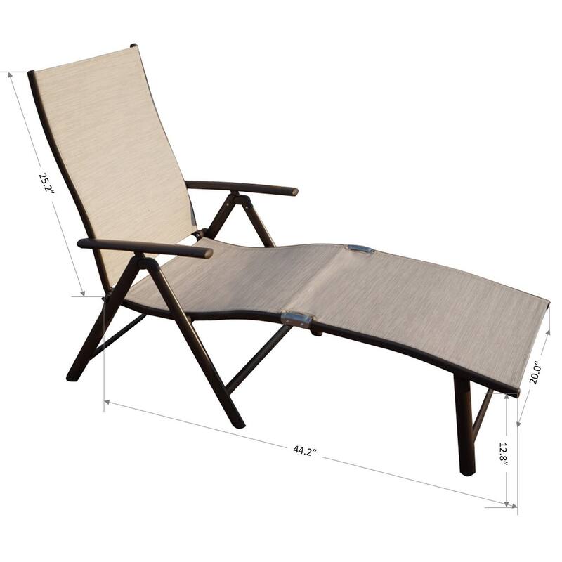 Kozyard Cozy Aluminum Beach Yard Pool Folding Reclining Adjustable Chaise Lounge Chair (1 Pack)