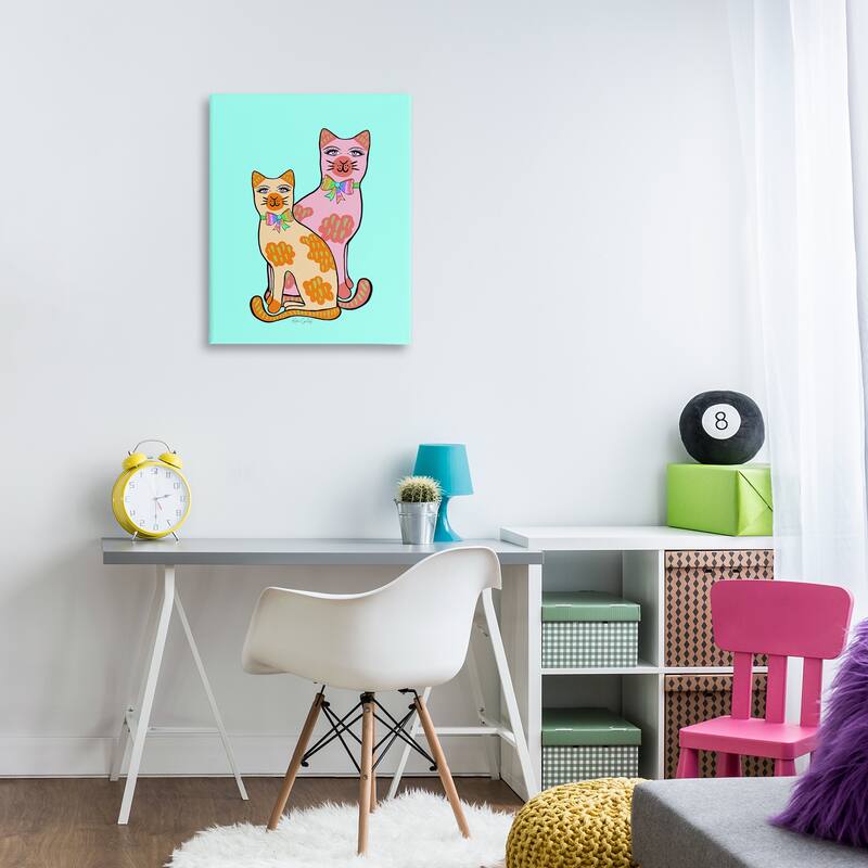 Stupell Funky Cats on Turquoise Canvas Wall Art Design By Katie Conley
