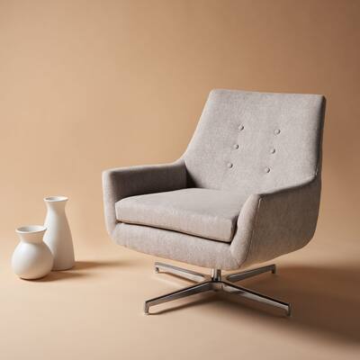 SAFAVIEH Couture Evamarie Swivel Accent Chair - 26.6" W x 31.9" L x 32.5" H - 27Wx32Dx33H