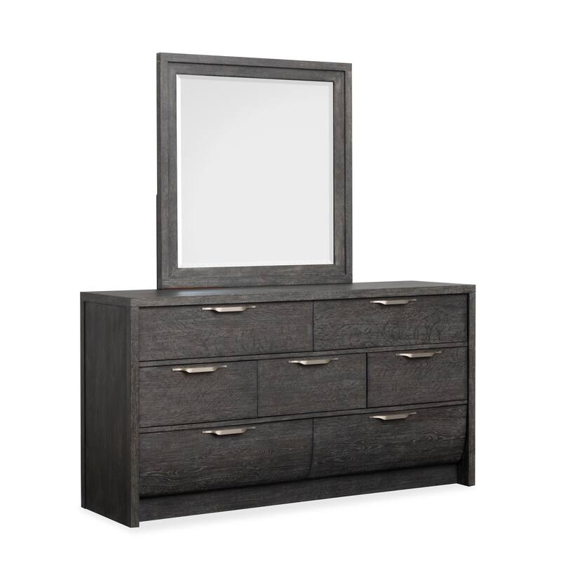 Magnussen Home Kinsley Black Heron Dresser with Portrait Mirror - 7-drawer