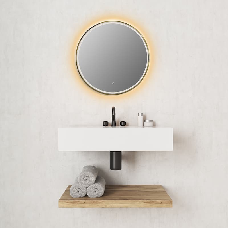 Altair Palme Round Framed Bathroom LED Lighted Wall Mirror
