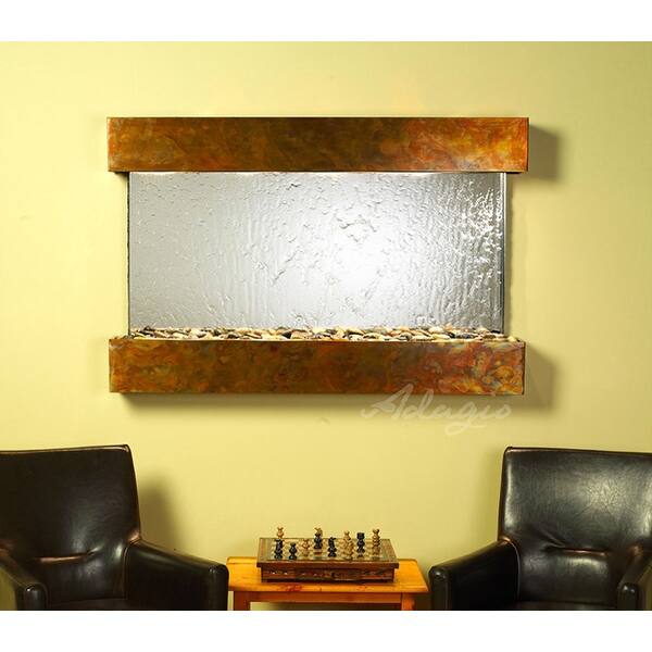Adagio Sunrise Springs Wall Fountain Silver Mirror Stainless Wall Fountain Silver Mirror