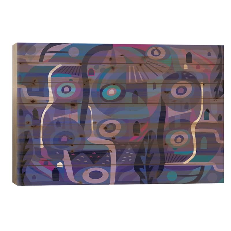 Blue Pozole Print On Wood by Charles Harker - Multi-Color - 26x40x1.5