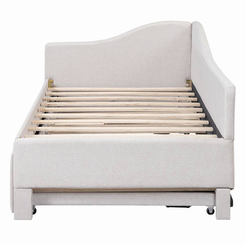 Luxurious Upholstered L-Shaped Daybed with Innovative Pop Up Trundle,for Various Rooms