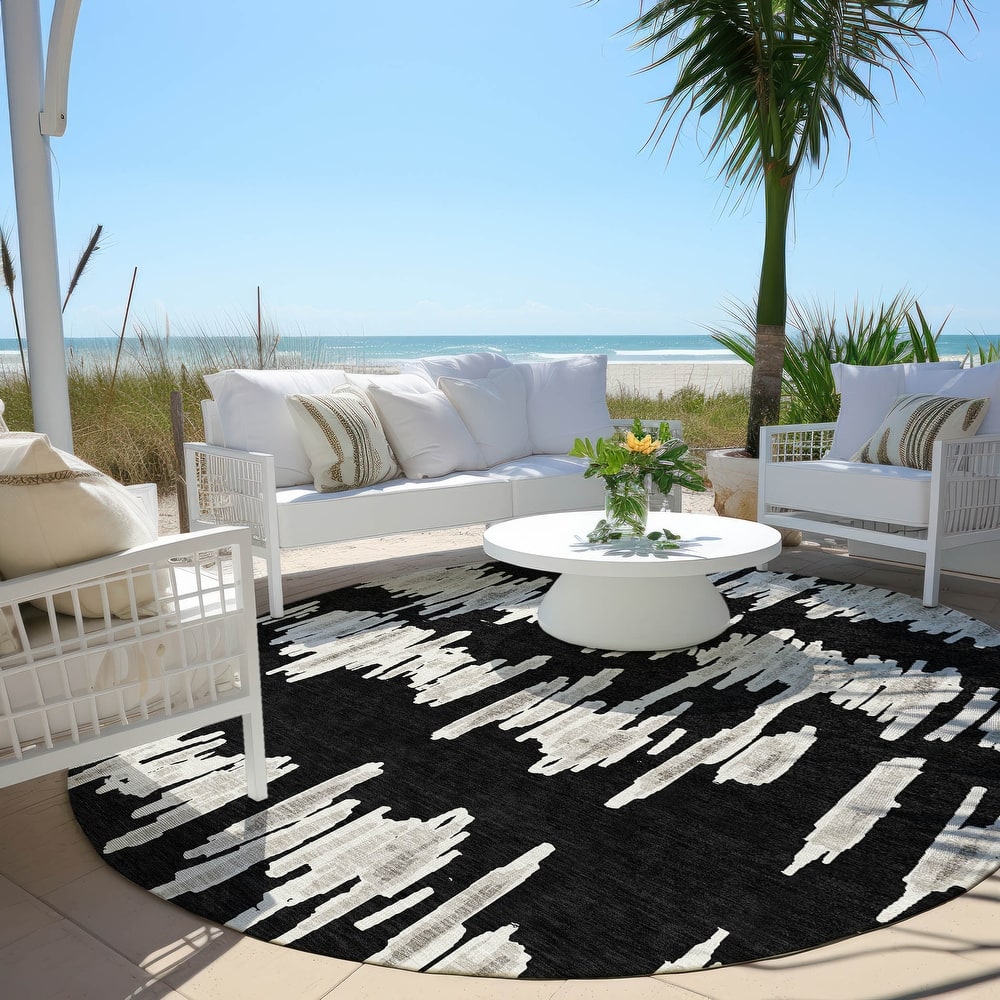 Machine Washable Indoor/ Outdoor Chantille Abstract Contemporary Rug