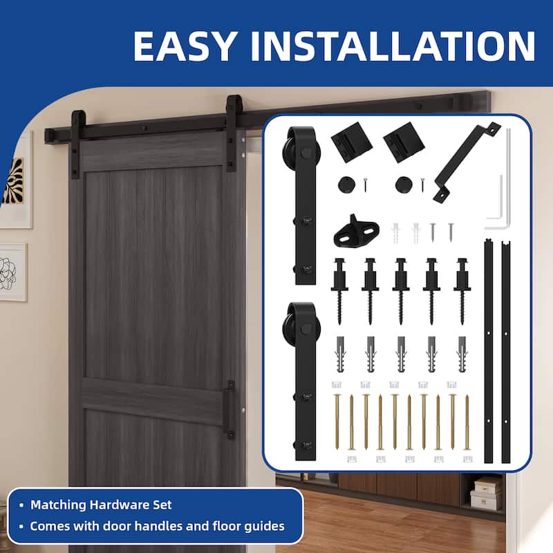 30''/36''/48'' x 84'' Manufactured Wood PVC Paneled Barn Door with Installation