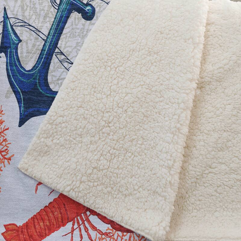 Premium Machine Washable ASB149 Lobster Anchor Sherpa Throw Blanket