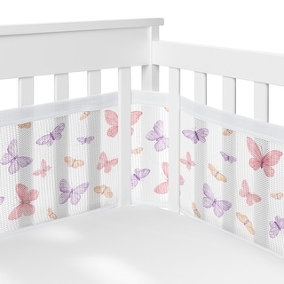 Sweet Jojo Designs + BreathableBaby Breathable Mesh Crib Liner Pad Pink/Purple Shabby Chic Butterfly Girl -Colorful Butterflies
