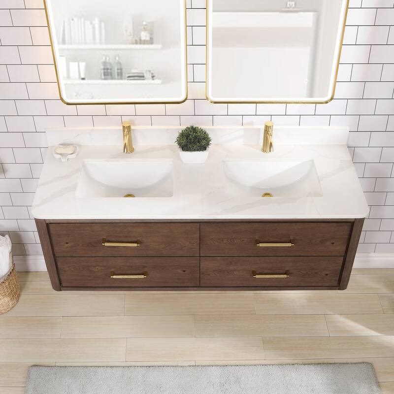 Miseno MV-NM-706660M Cristo 60" Wall Mounted Double Basin Vanity Set