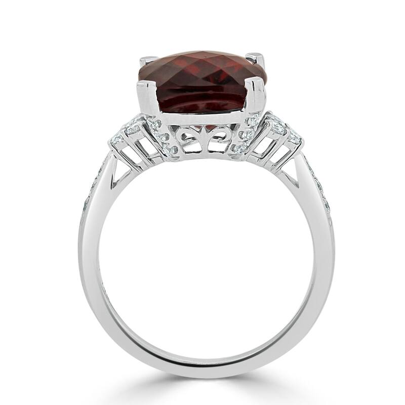 Auriya 1 1/5ct Fancy Cushion Garnet and Diamond Engagement Ring 1/4ctw 14k Gold
