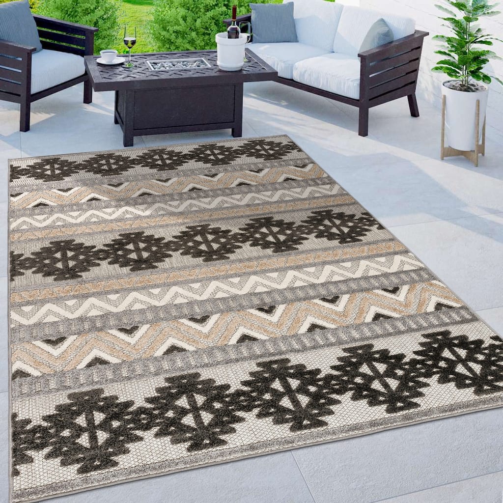 World Rug Gallery Contemporary Geometric Bohemian Indoor/Outdoor Area Rug