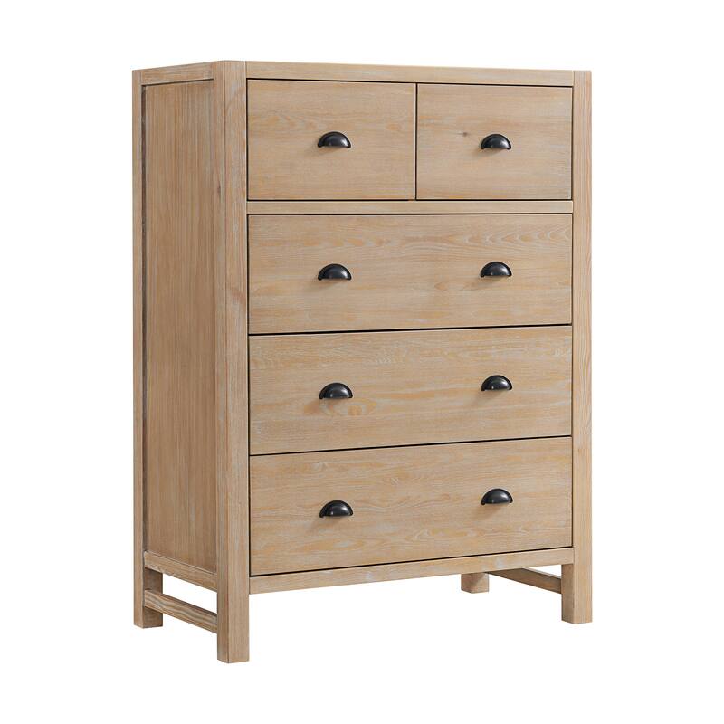 Arden 5-Piece Wood Bedroom Set with King Bed, Two 2-Drawer Nightstands, 5-Drawer Chest, 6-Drawer Dresser