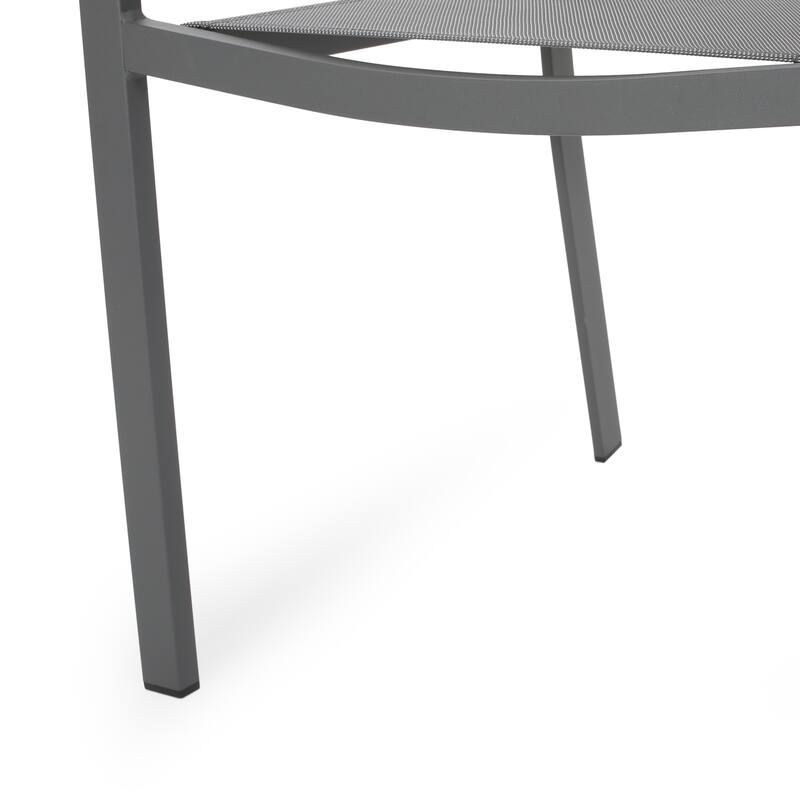 Outdoor Modern Dining Chairs Set of 2, Aluminum Frame Chairs with Breathable Mesh Seat for Patio, Backyard, Garden, Balcony