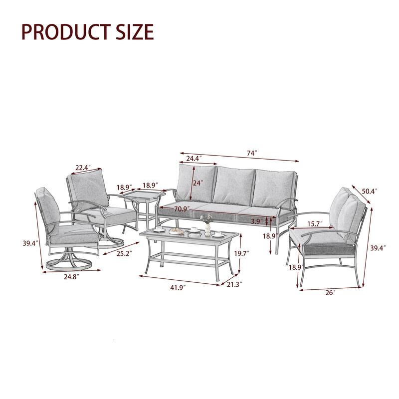 DREAMSIDEA Outdoor Metal Swivel Furniture Patio Conversation Set