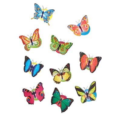 LED Lighted Color-Changing Adhesive Butterflies - Set of 10 - 2.75 x 0.75 x 2.13