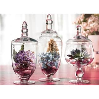 Palais Glassware Clear Glass Apothecary Jars - Set of 3 - Wedding Candy  Buffet Containers