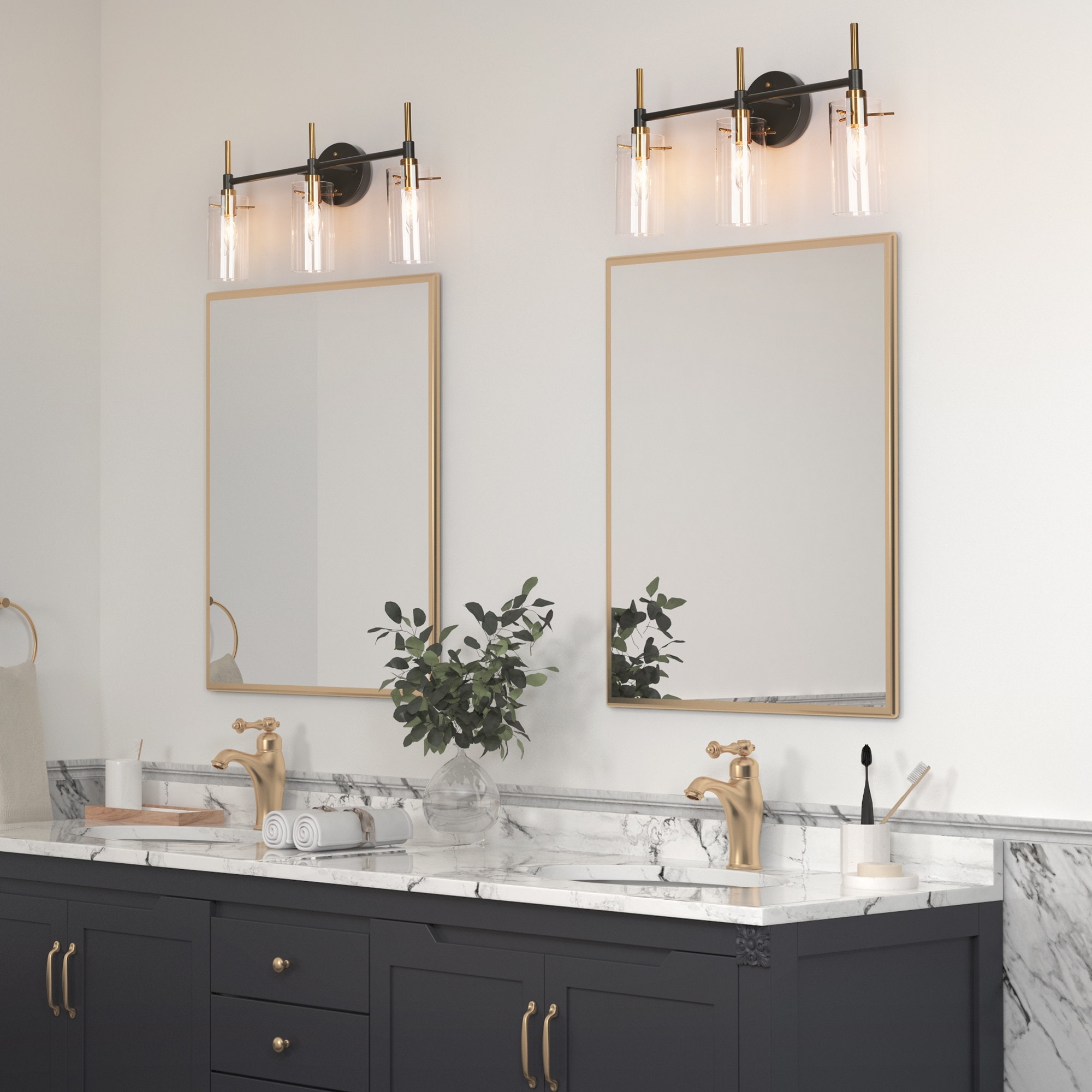 Black vanity with lights deals