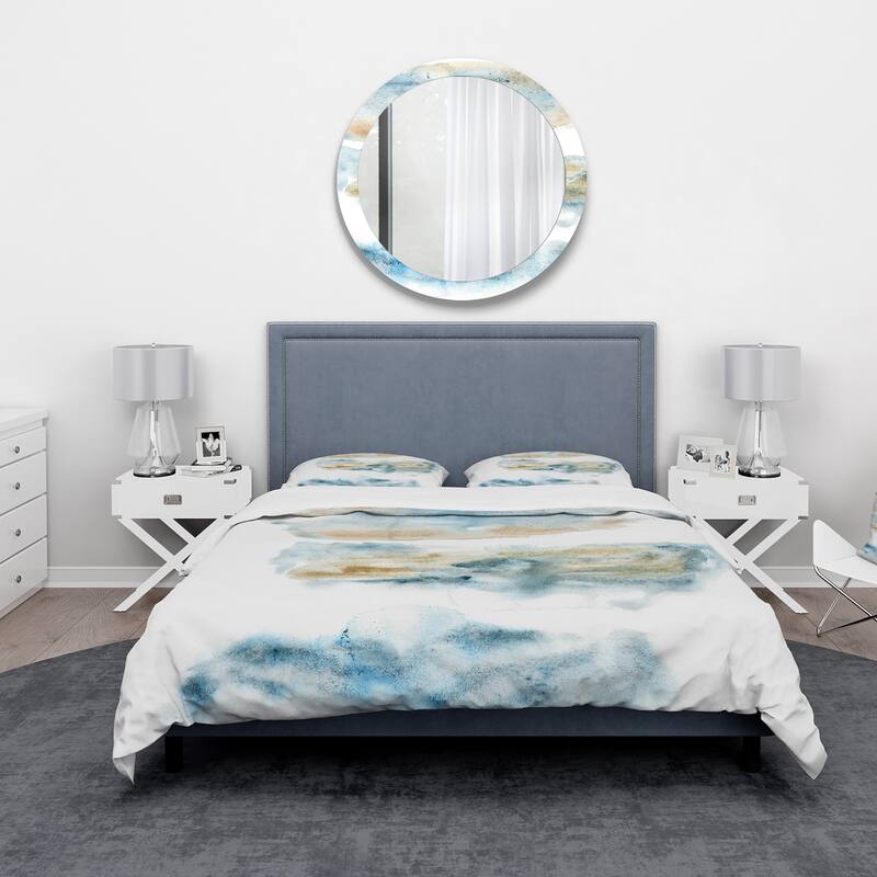 Designart 'Abstract Of Dark Blue Clouds III' Modern Duvet Cover Set