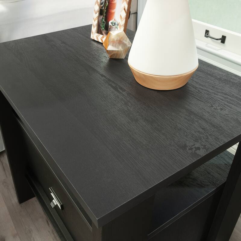 Wood Farmhouse Nightstand with 1 Drawer and Open Shelf