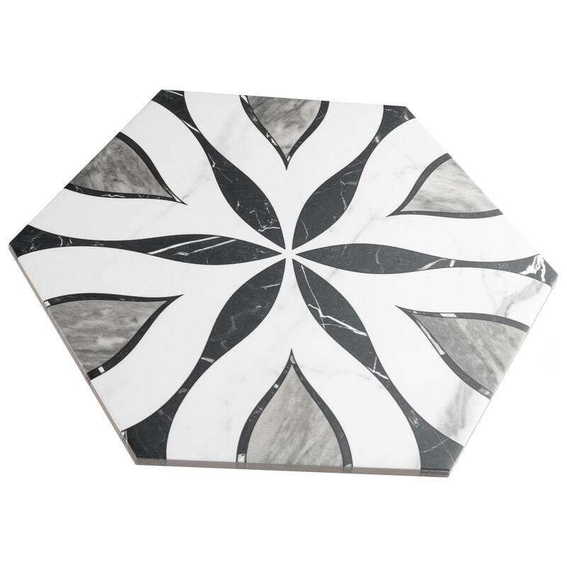 Merola Tile BioTech Hex Bardiglio Elazig 11" x 13" Porcelain Floor and Wall Tile