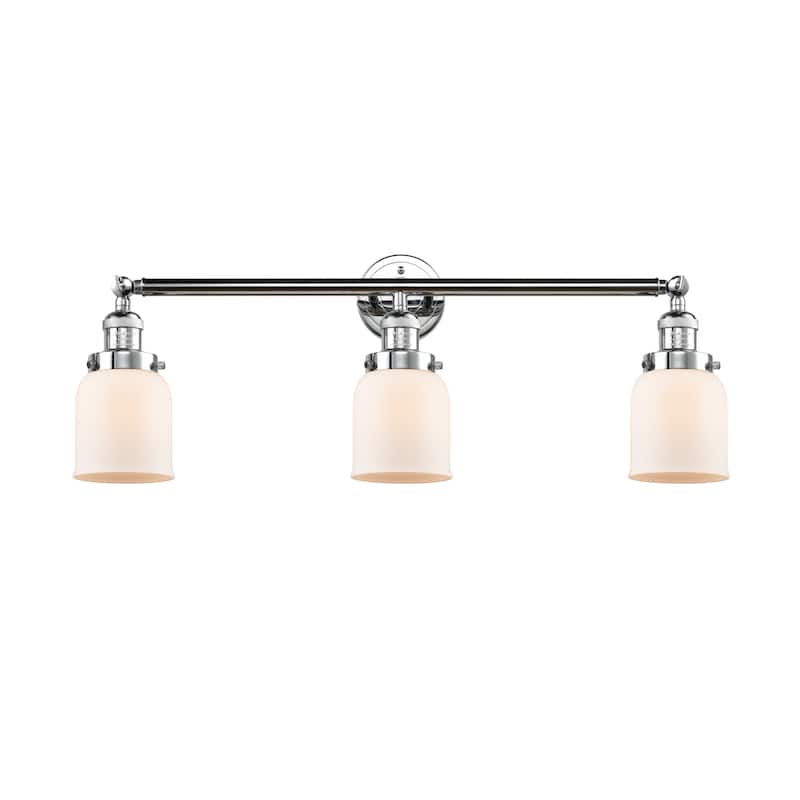 Innovations Lighting Small Bell 3 Light 30" Wide Bathroom Vanity Light - Polished Chrome / Matte White