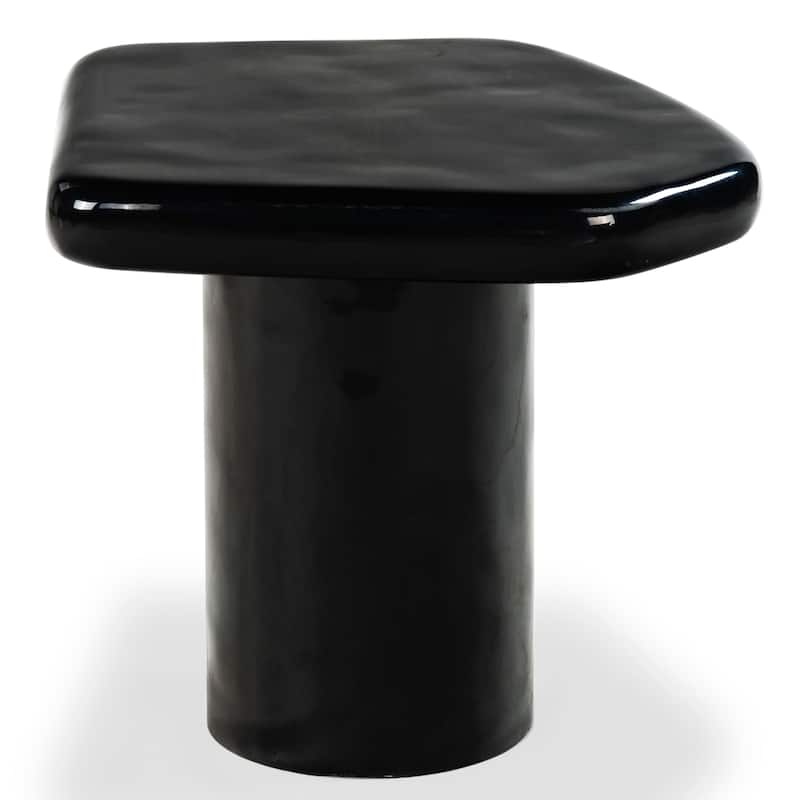 SAFAVIEH Couture Rhianna Concrete Accent Table - 24"W x 22"D x 18"H - Black