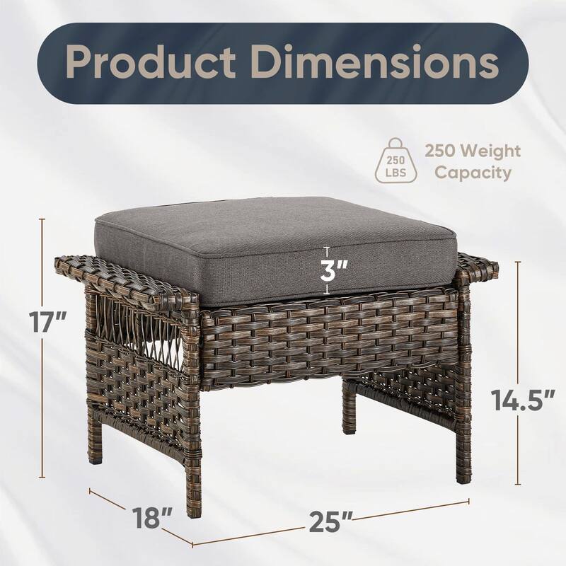 Outside Wicker Ottoman Footstools Set