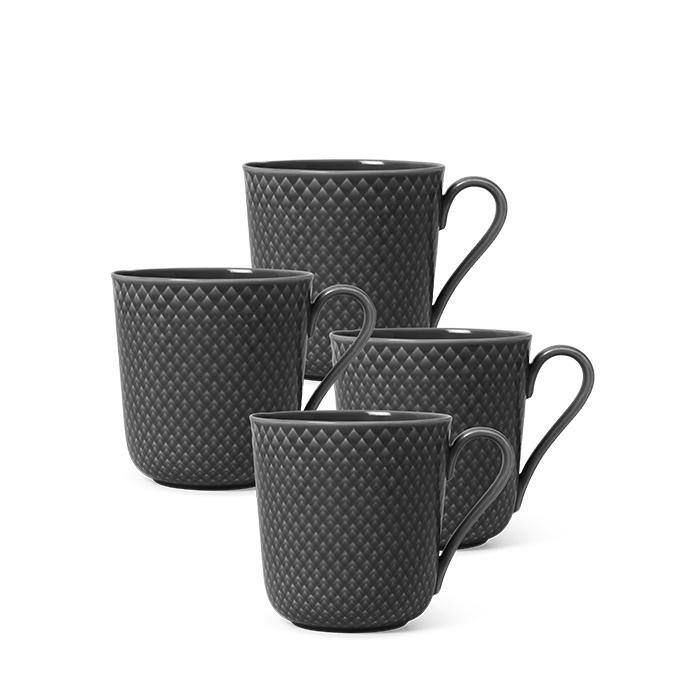 Rhombe Earth Mug With Handle Set, Slate, 4 Pcs.