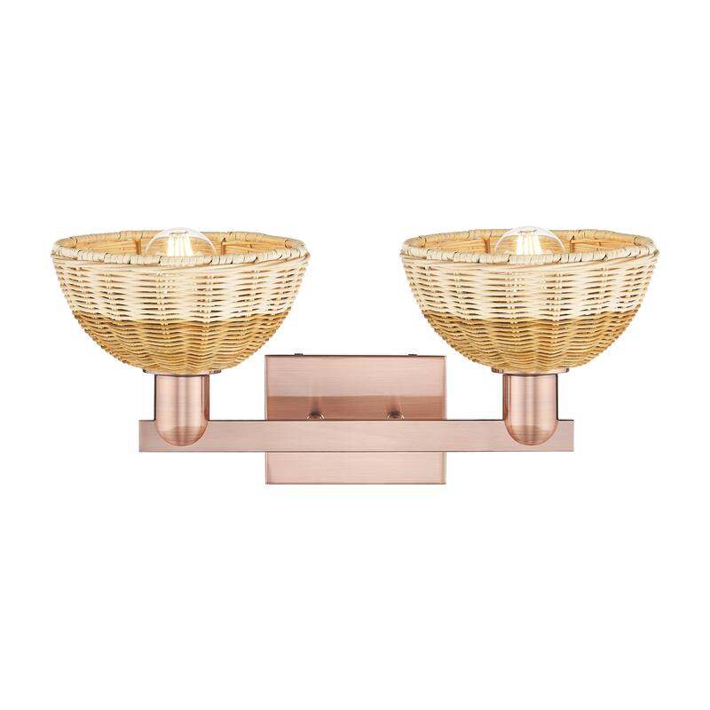 Innovations Lighting Downtown Urban - Natural Ballston Dome - 2 Light 16" Bath Vanity Light with Basketweave Shade