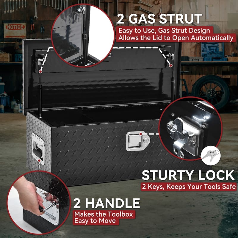 Modern 30"Aluminum Tool Box Diamond Plate Chest Box - 30"